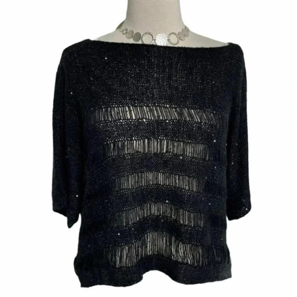 Allen B. XS oversized black sequined knit sweater‎